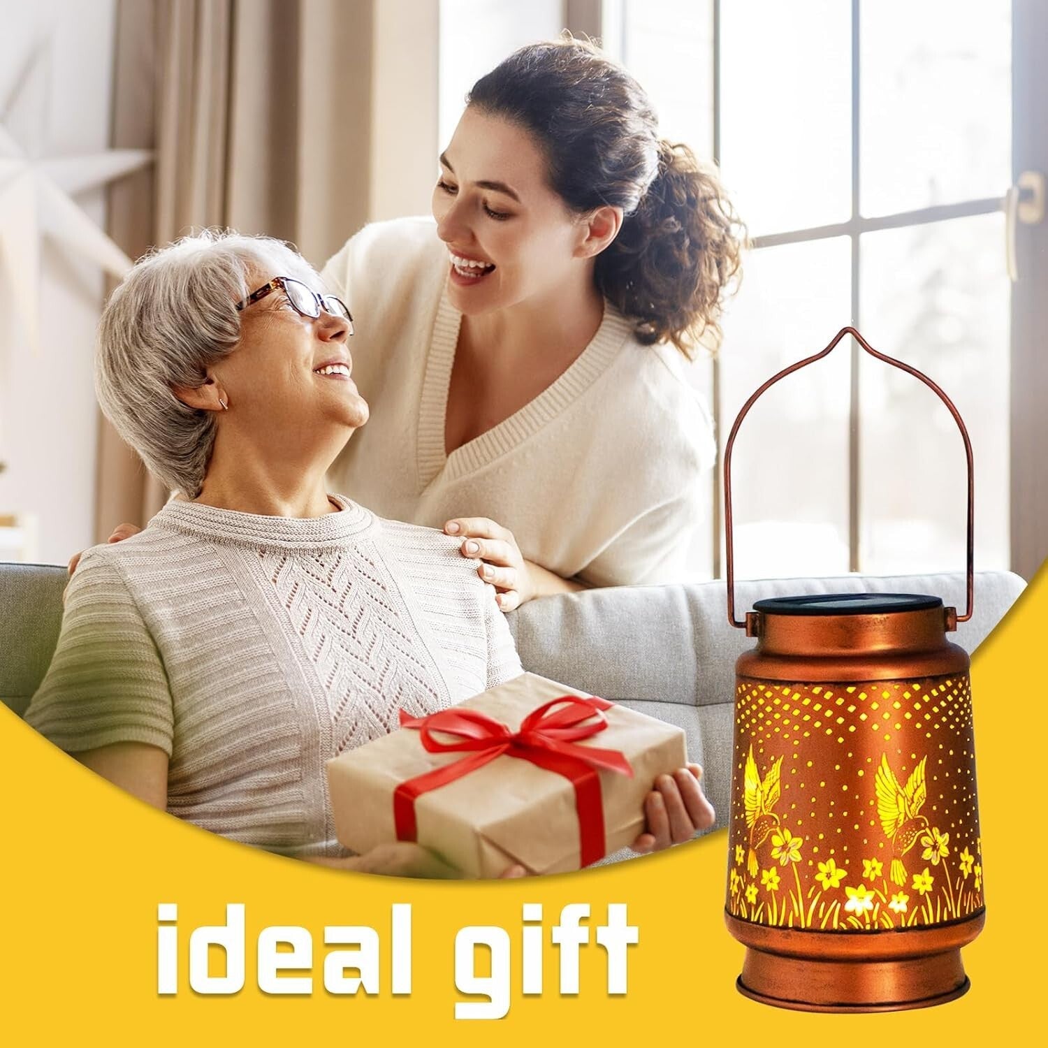 4 Pack Solar-Powered Hanging Hummingbird Lanterns - Elegant Outdoor Decor