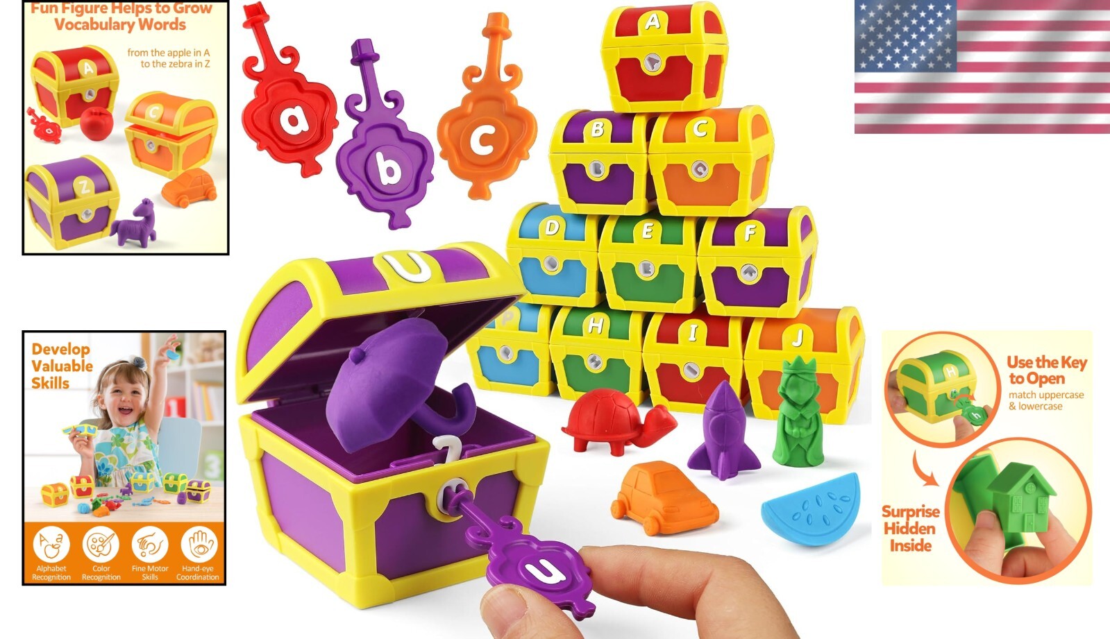 Colorful ABC Learning Treasure Boxes - Engaging Educational Games for Kids