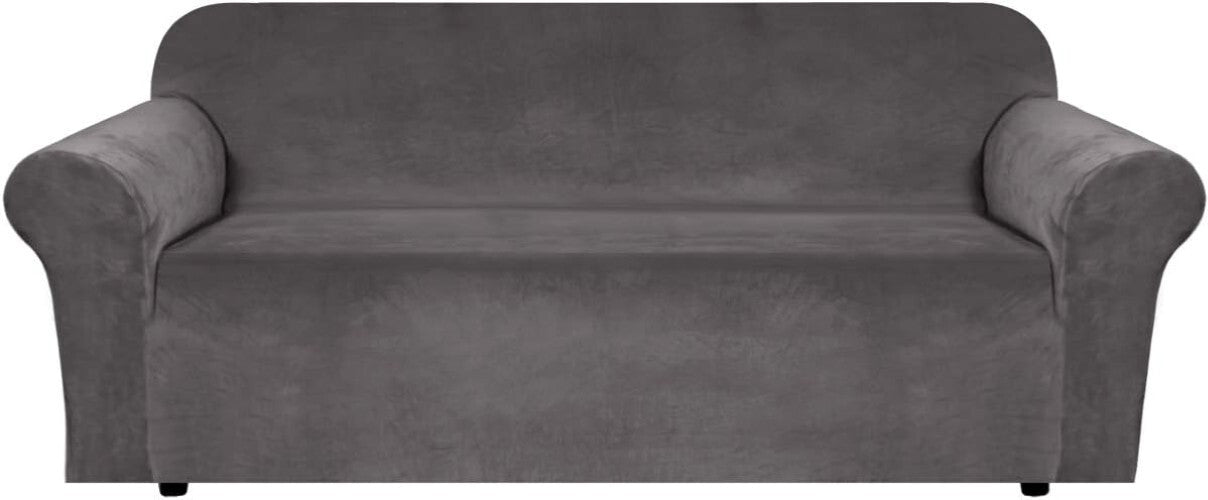 Extra Wide Velvet Sofa Covers (89"-97") - Non-Slip & Comfort Design in Gray