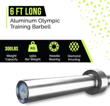 Load image into Gallery viewer, Compact 6ft Olympic Barbell with Knurled Grip - Ideal for Beginner Weightlifting