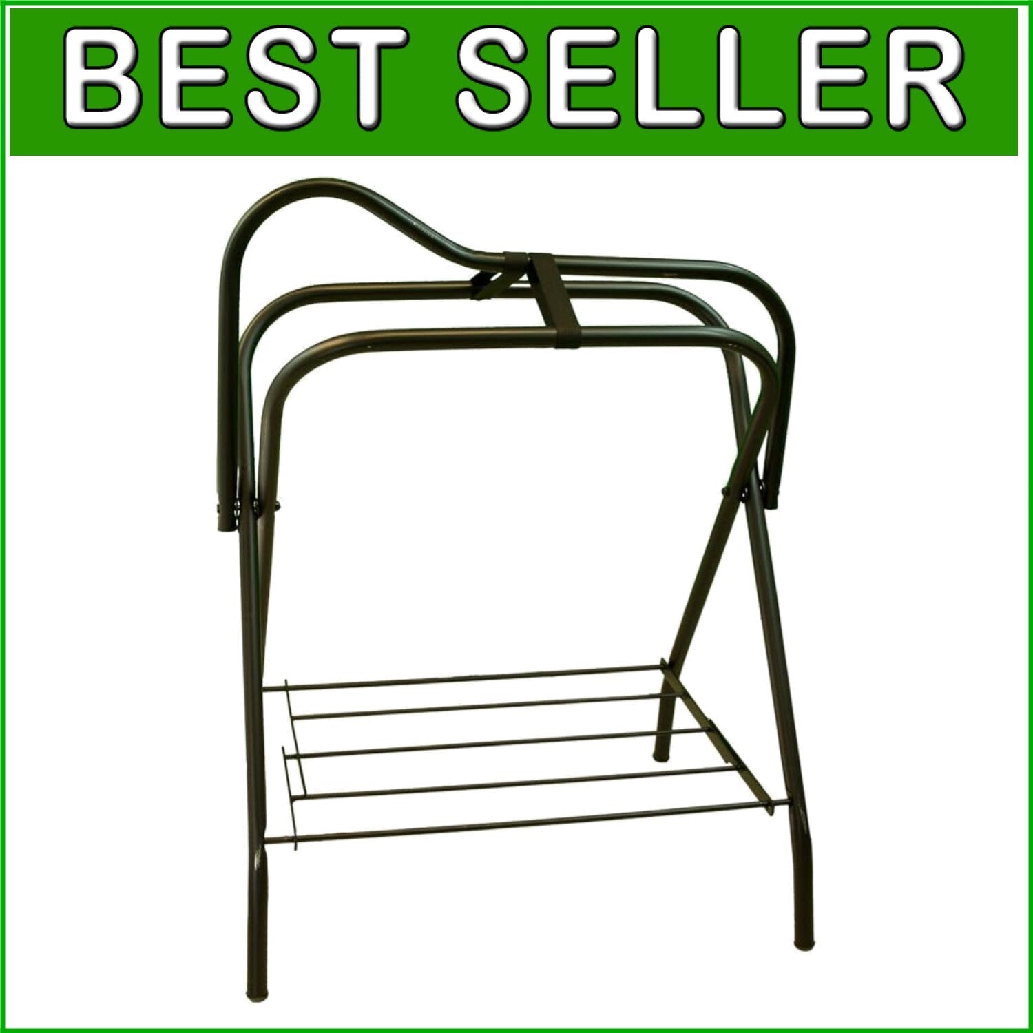 Collapsible Black Saddle Rack with Adjustable Bar - Perfect for Equestrian Gear