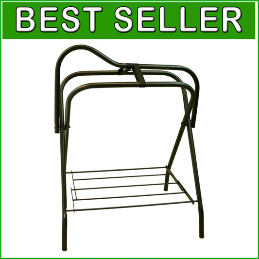 Collapsible Black Saddle Rack with Adjustable Bar - Perfect for Equestrian Gear
