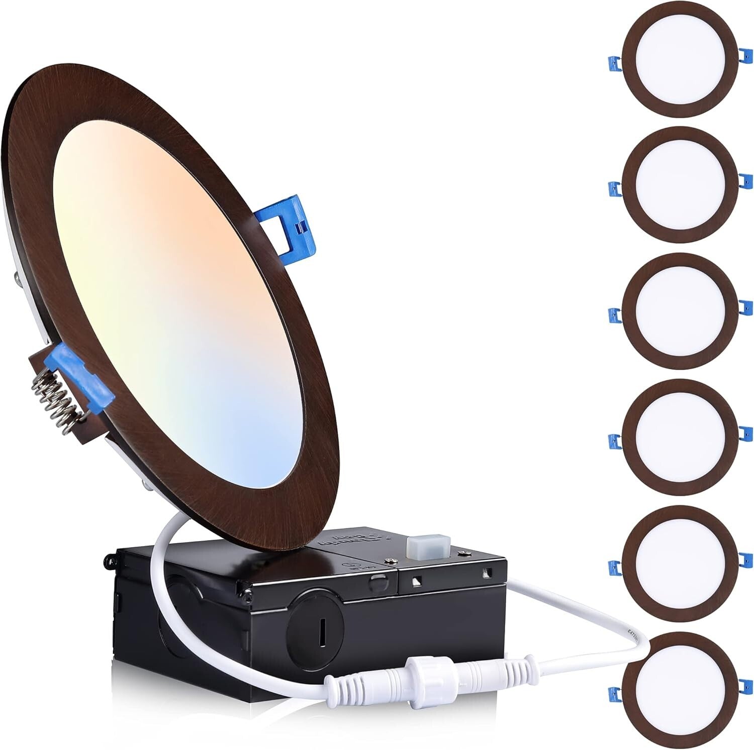 Elegant Oil Rubbed Bronze LED Recessed Lights - 6 Pack, 3000K-5000K Selectable