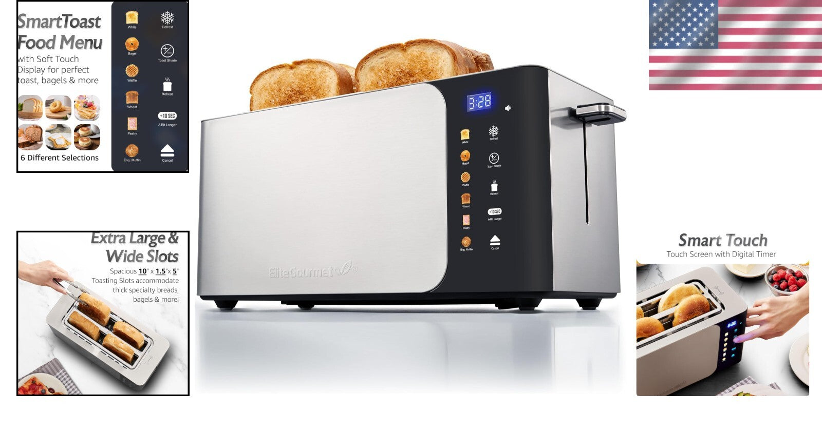Advanced Stainless Steel Toaster - 4-Slice, Touchscreen, 6 Browning Settings