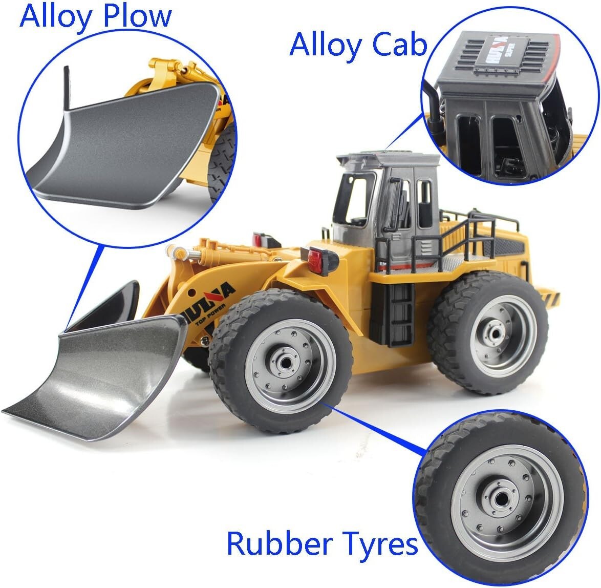 RC Snow Plow Truck - 4WD Remote Control Vehicle for Kids with LED Lights