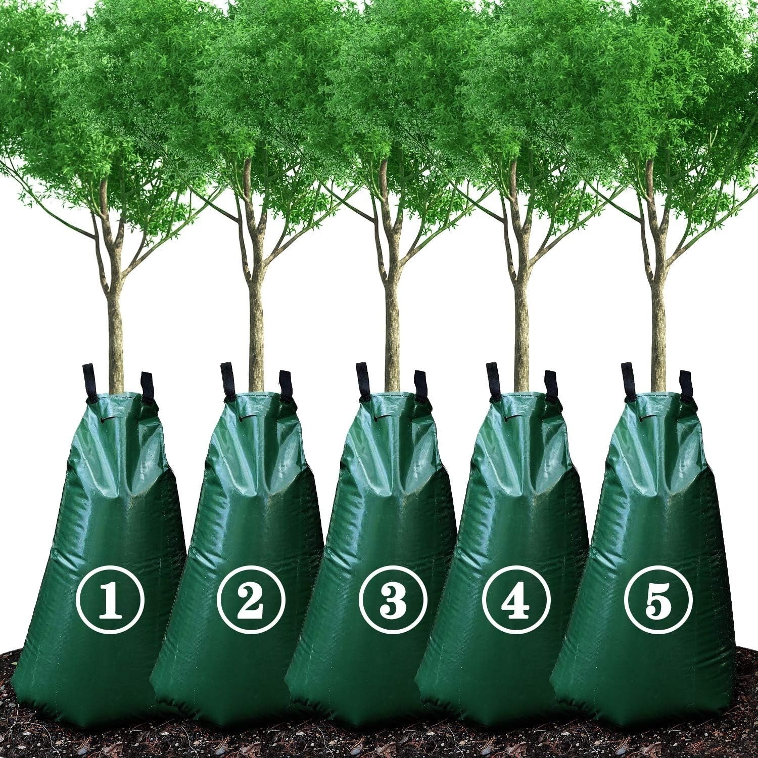 Efficient 20 Gallon PVC Tree Watering Bags - Reusable Drip Irrigation Set of 5