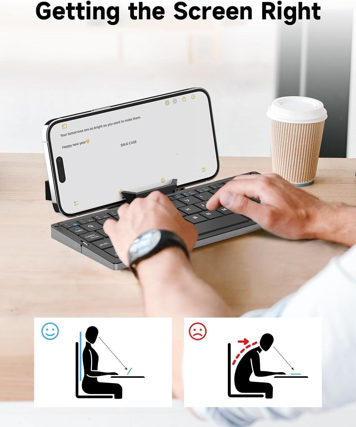 Lightweight Aluminum Travel Keyboard with Magnetic Bracket for Tablets & Phones