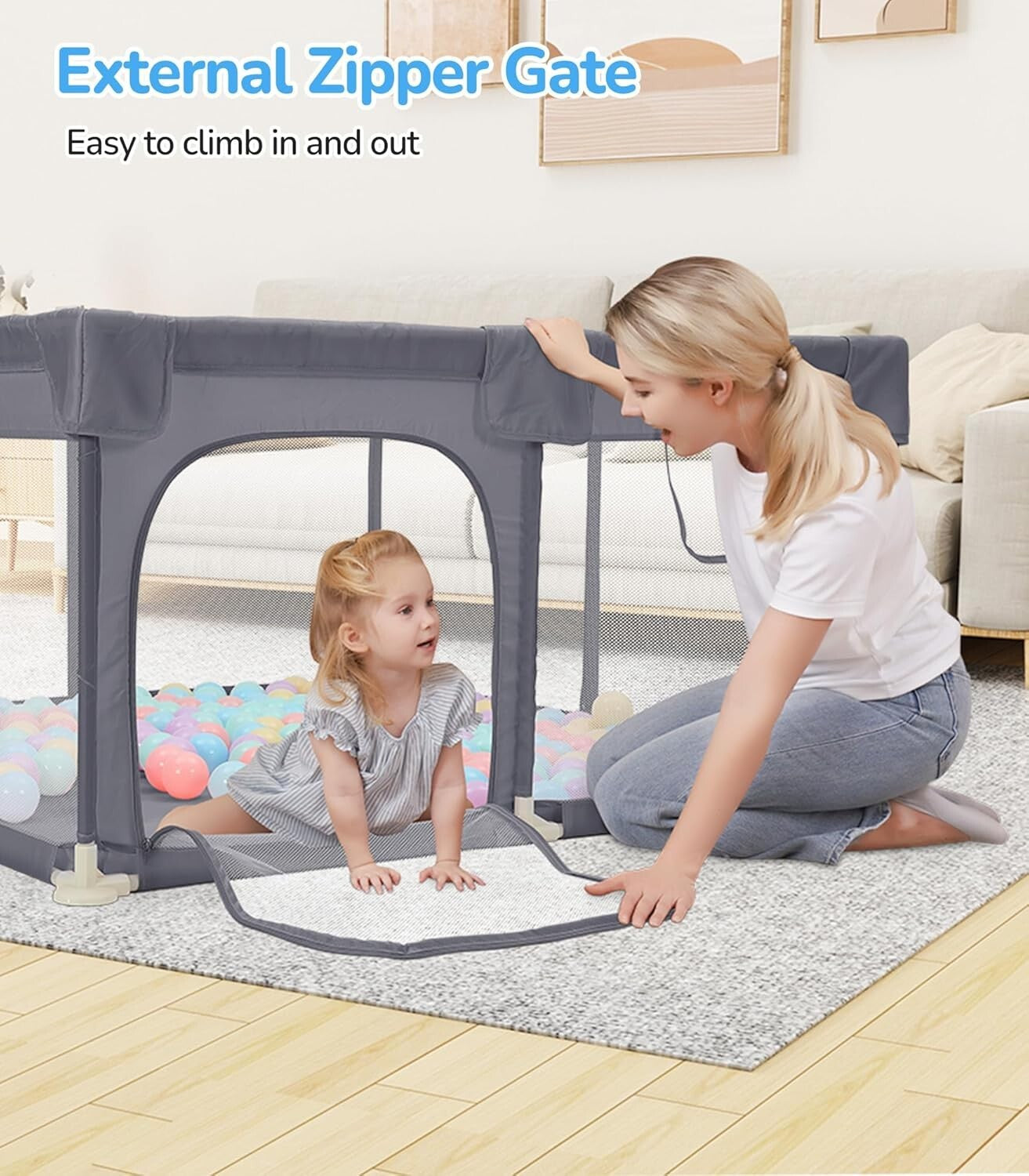 52"x52" Spacious Baby Playpen - Safe Anti-Fall Indoor & Outdoor Activity Center