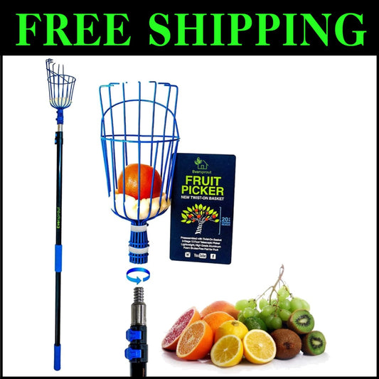 Versatile Fruit Harvesting Tool - 20+ ft Lightweight Aluminum Picker