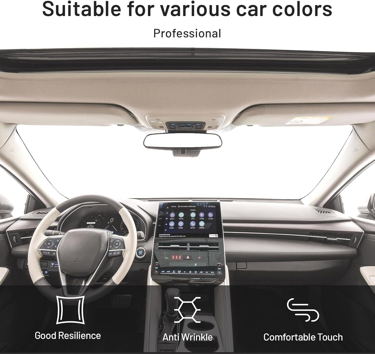 Versatile Beige 74"L x 60"W Headliner Material in Tube Packaging for Cars