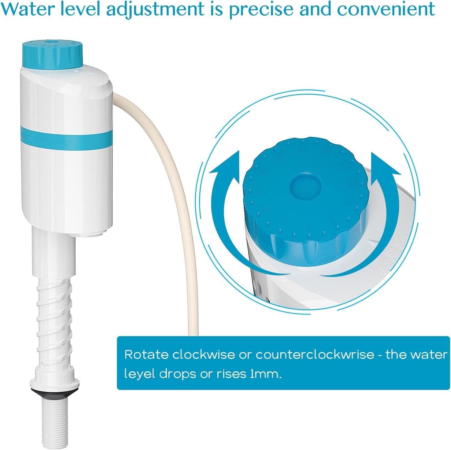 Anti-Siphon Toilet Fill Valve with Adjustable Height and Water Saving Features