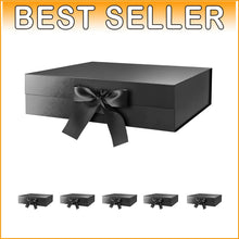 Load image into Gallery viewer, Stylish 13.5x9x4.1 Inch Black Gift Boxes with Magnetic Closure &amp; Ribbon - 6 Pack