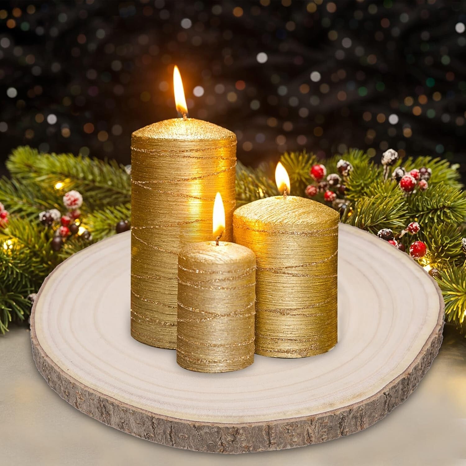 Artisan Crafted Natural Wood Slices for Table Centerpieces - 4 Pack 12.5-14 Inch