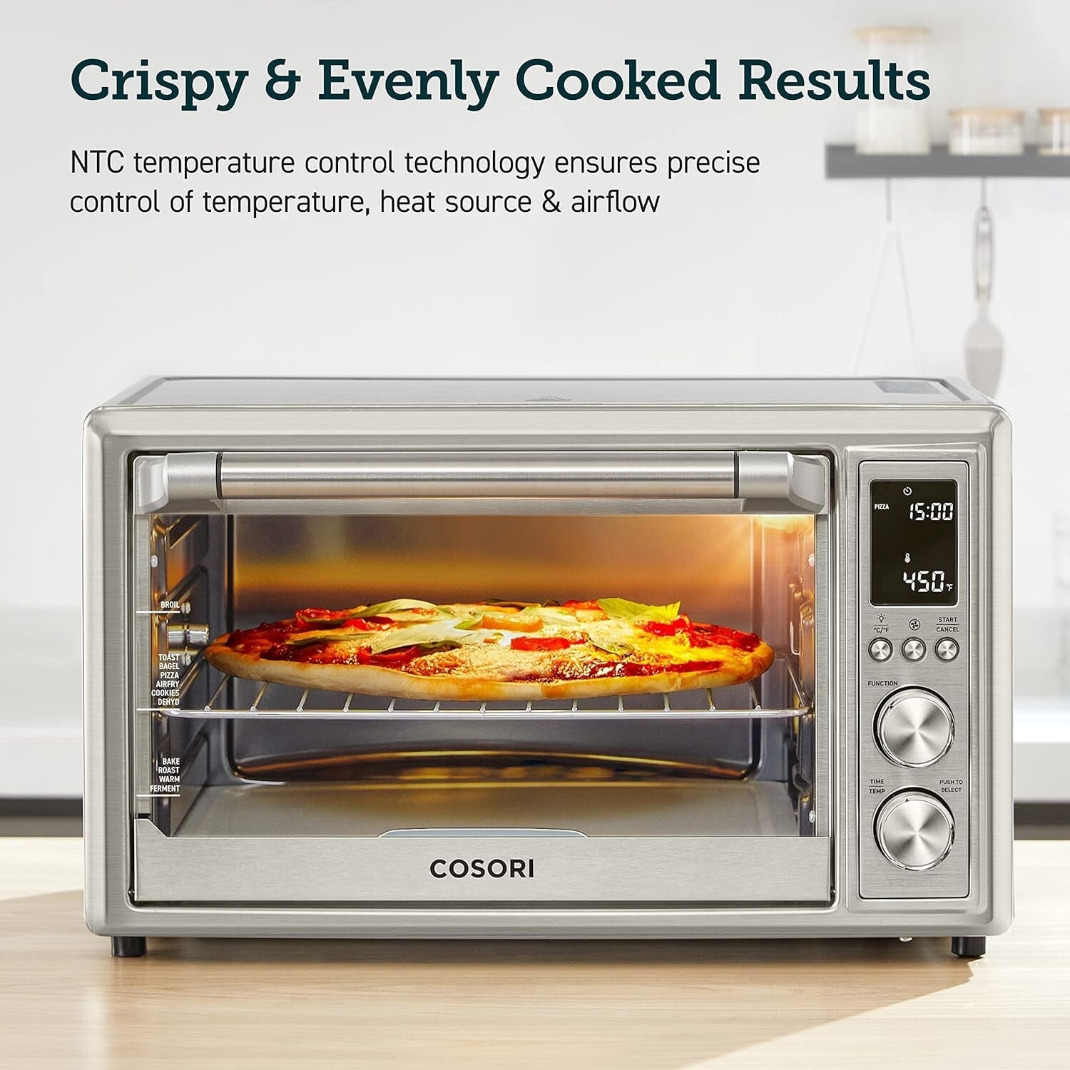 Elegant 12-in-1 Air Fryer Toaster Oven with Rotisserie – 134 Recipes Included
