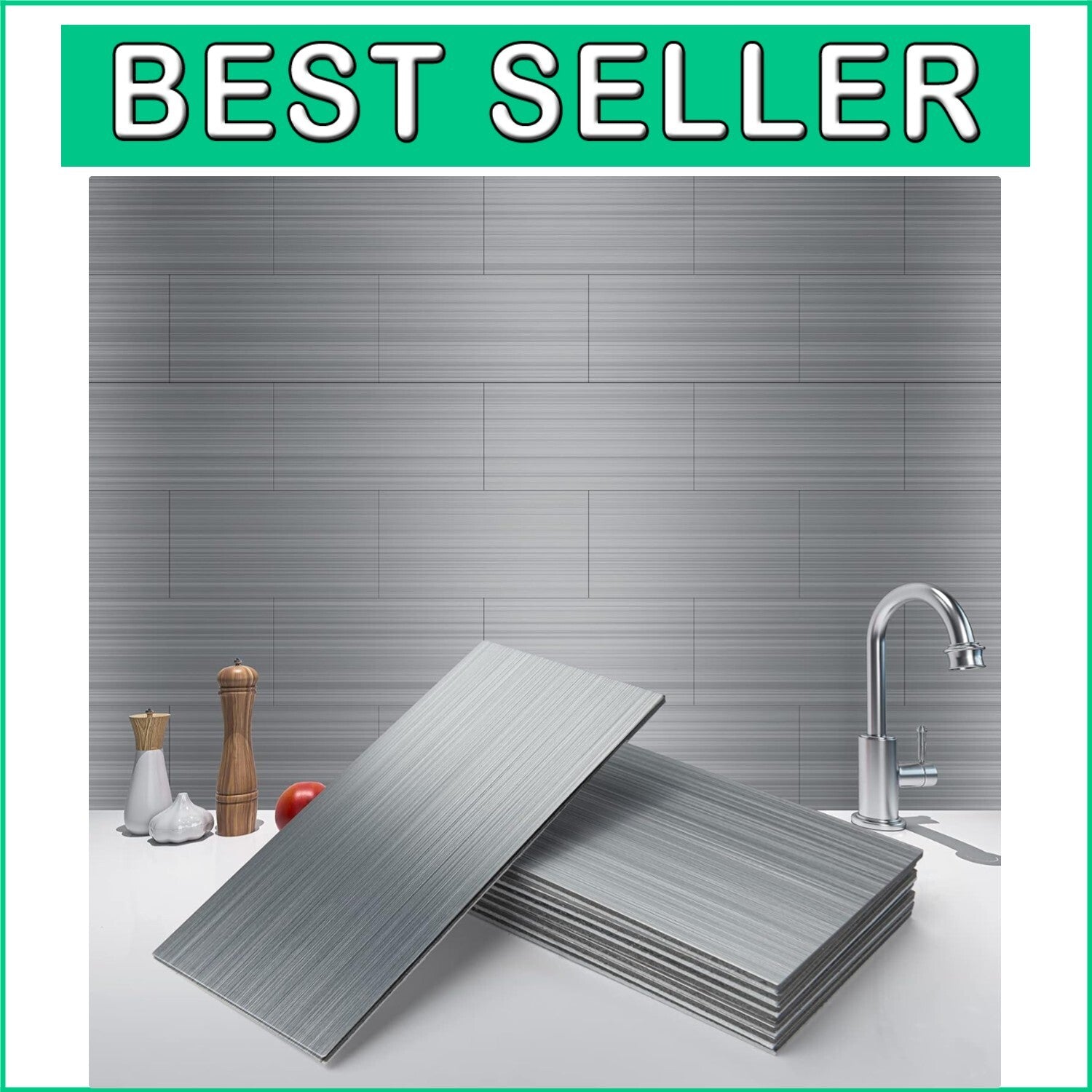 100-Piece Self-Adhesive Stainless Steel Backsplash Tiles - Peel & Stick Elegance