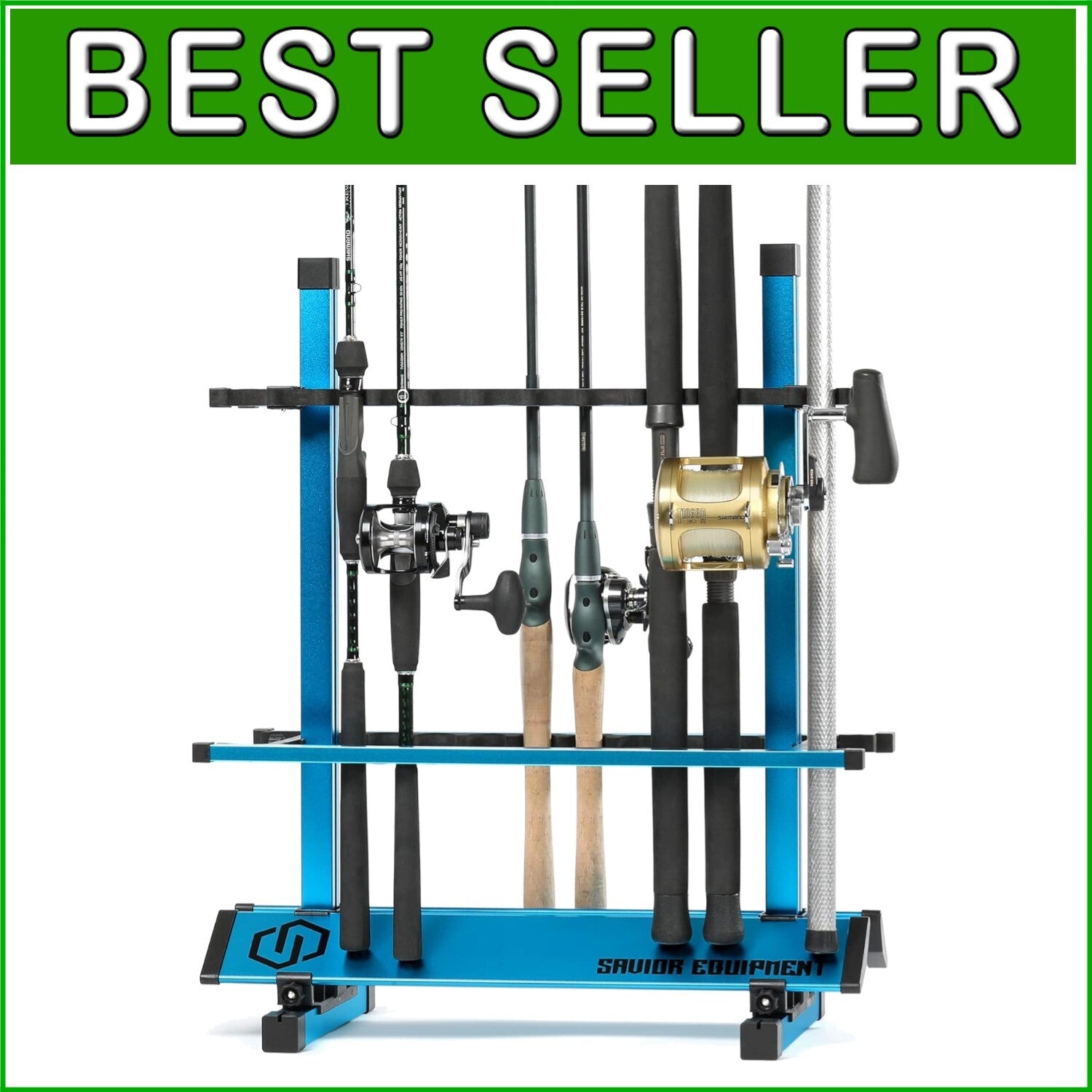 Premium 24-Slot Fishing Rod Rack - Easy Assembly Vertical Storage Solution