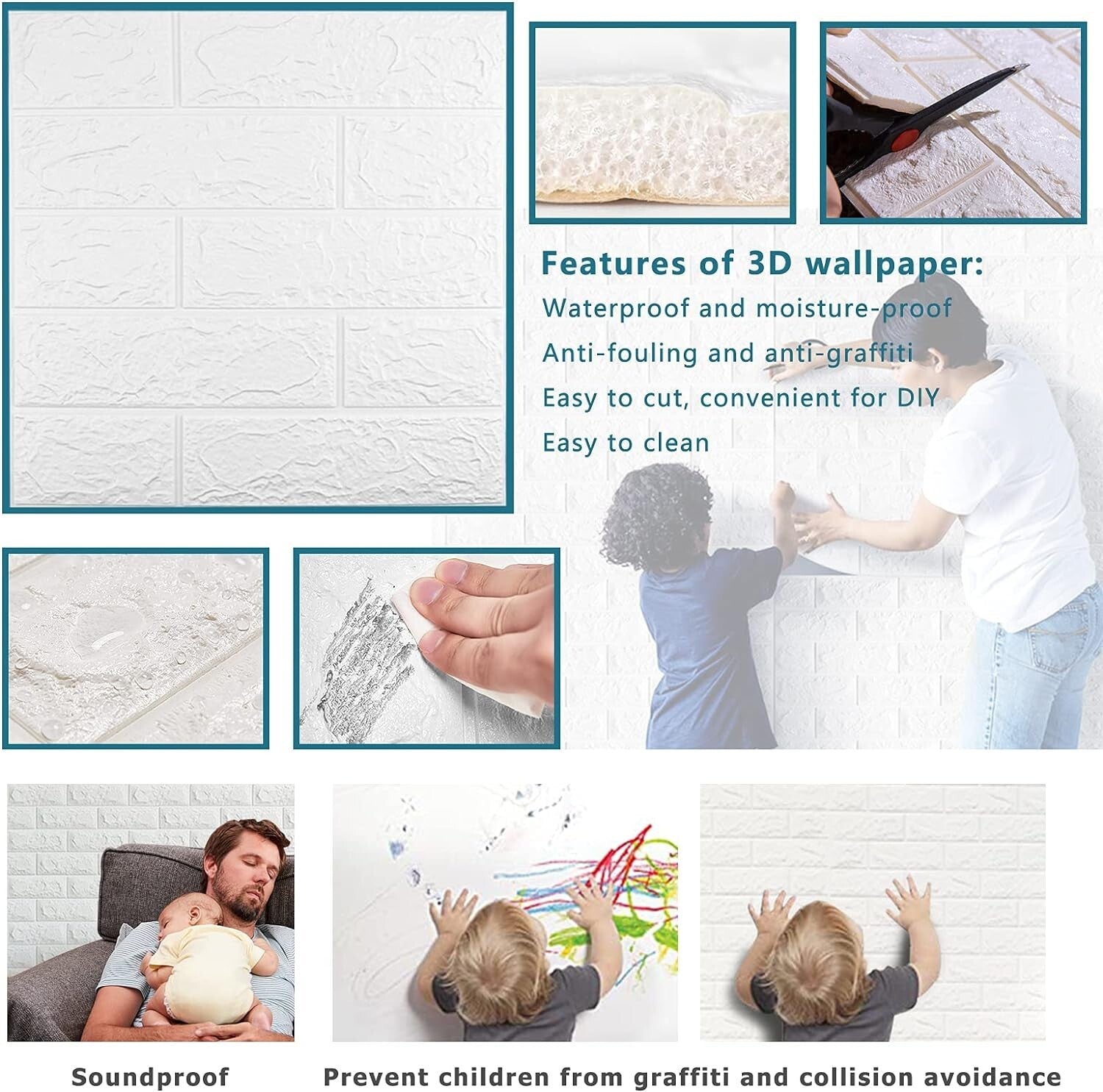 40 PCS Self-Adhesive 3D Brick Wall Panels - 58 Sq Feet of Modern Elegance