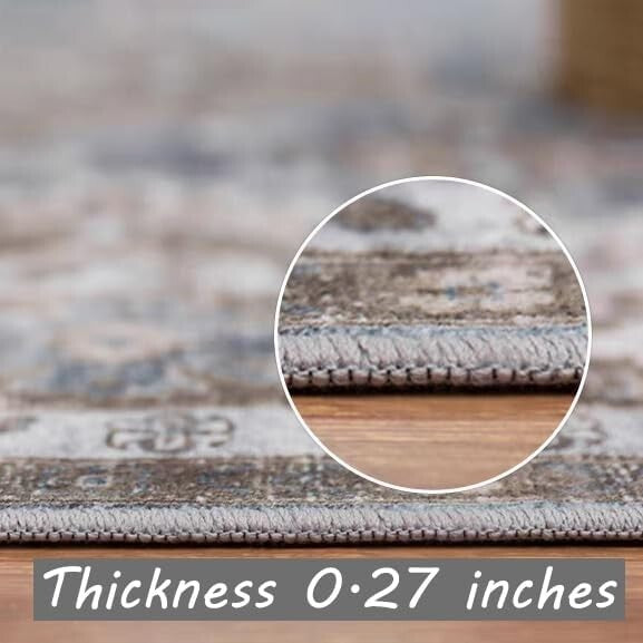 Boho Chic Washable Area Rug 5x7 - Non-Slip Medallion Design for Modern Homes