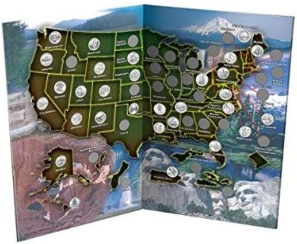Interactive Coin Collection: 56 State & National Park Quarters in Map Book