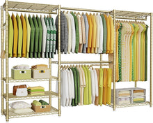 Load image into Gallery viewer, E1 Heavy Duty Adjustable 6-Tier Closet Garment Rack - Expandable Gold Organizer