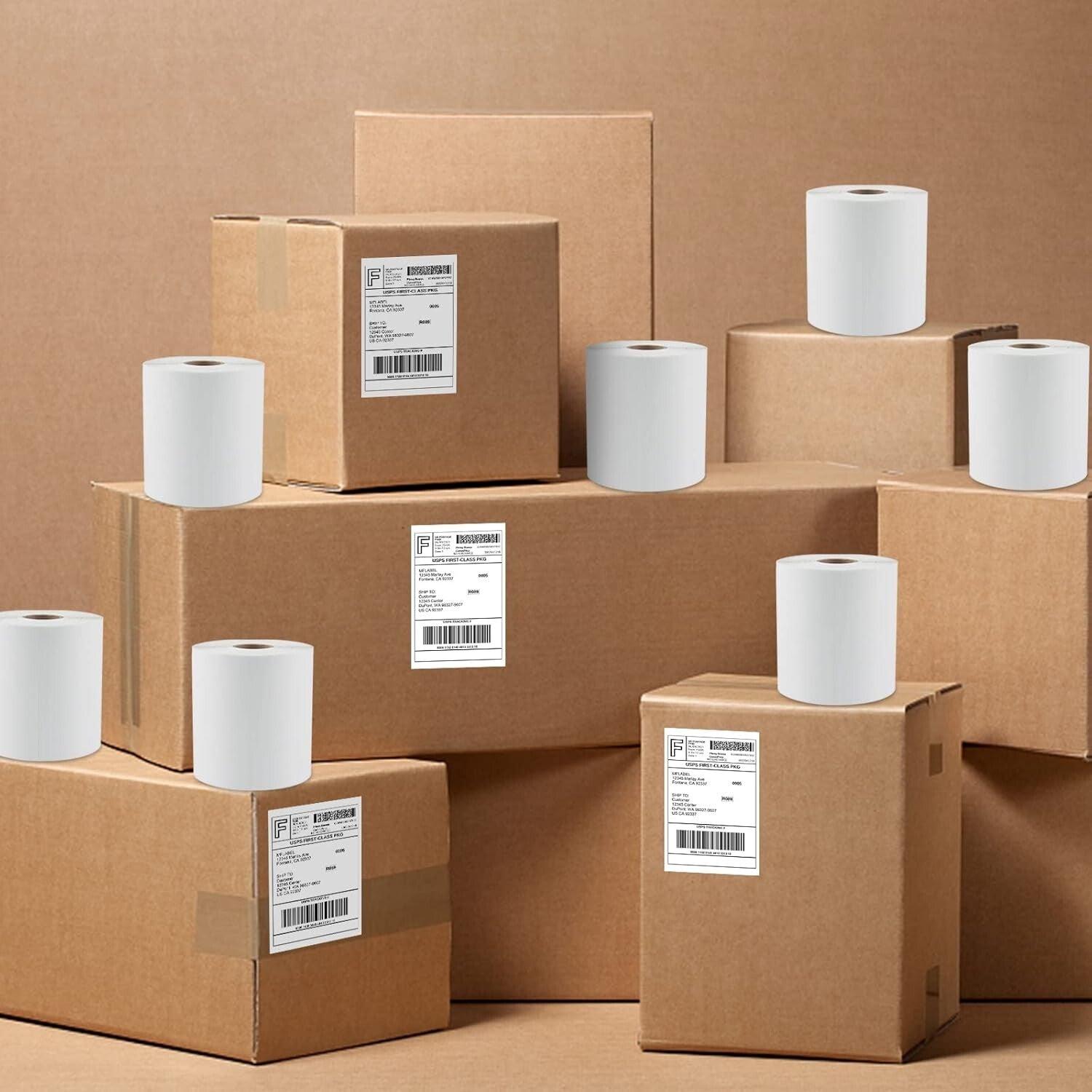 Waterproof 4x6 Self-Adhesive Labels, 10 Rolls of 250 for E-commerce Shipping