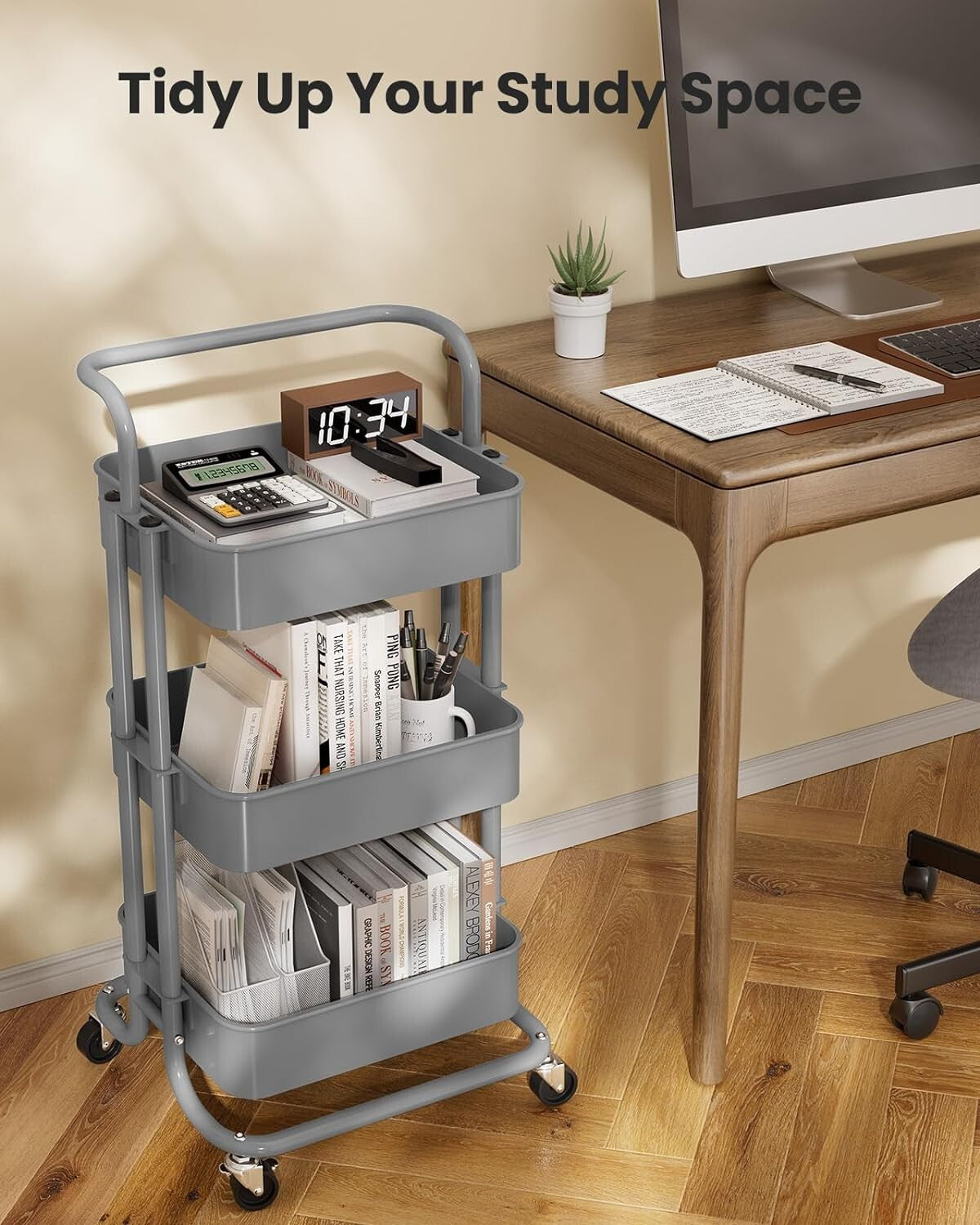 Multifunctional 3-Tier Utility Cart with Lockable Wheels - Perfect for Any Space