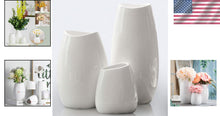 Load image into Gallery viewer, Set of 3 White Ceramic Vases: Elegant Decorative Vases for Modern Homes