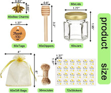 Load image into Gallery viewer, Stylish Mini Glass Honey Jars with Dippers &amp; Jute Bags - Perfect Party Favors