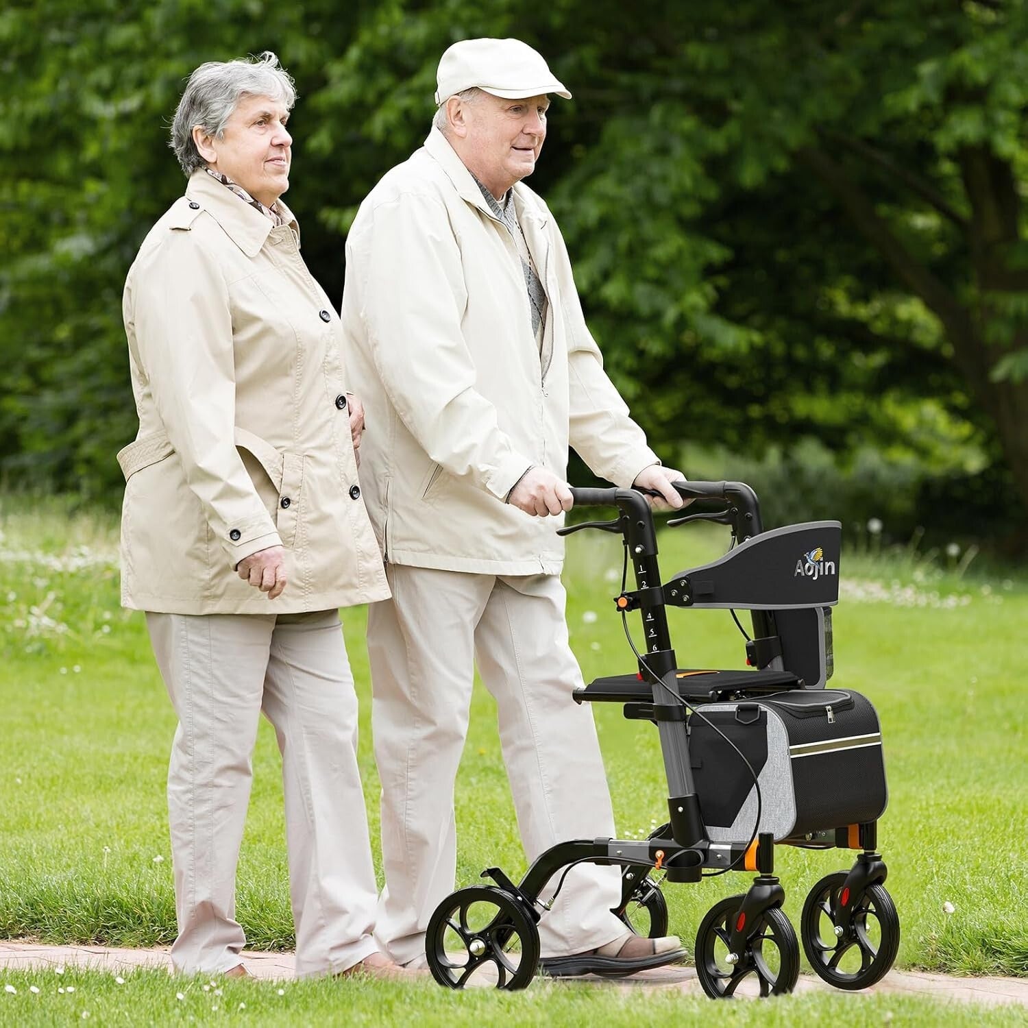 8-Inch Wheel Rollator Walker – Lightweight, Foldable with Travel Bag for Seniors