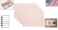 Load image into Gallery viewer, Unique Hemstitch Pink Linen Placemats - Set of 4 for Elegant Dining Experiences
