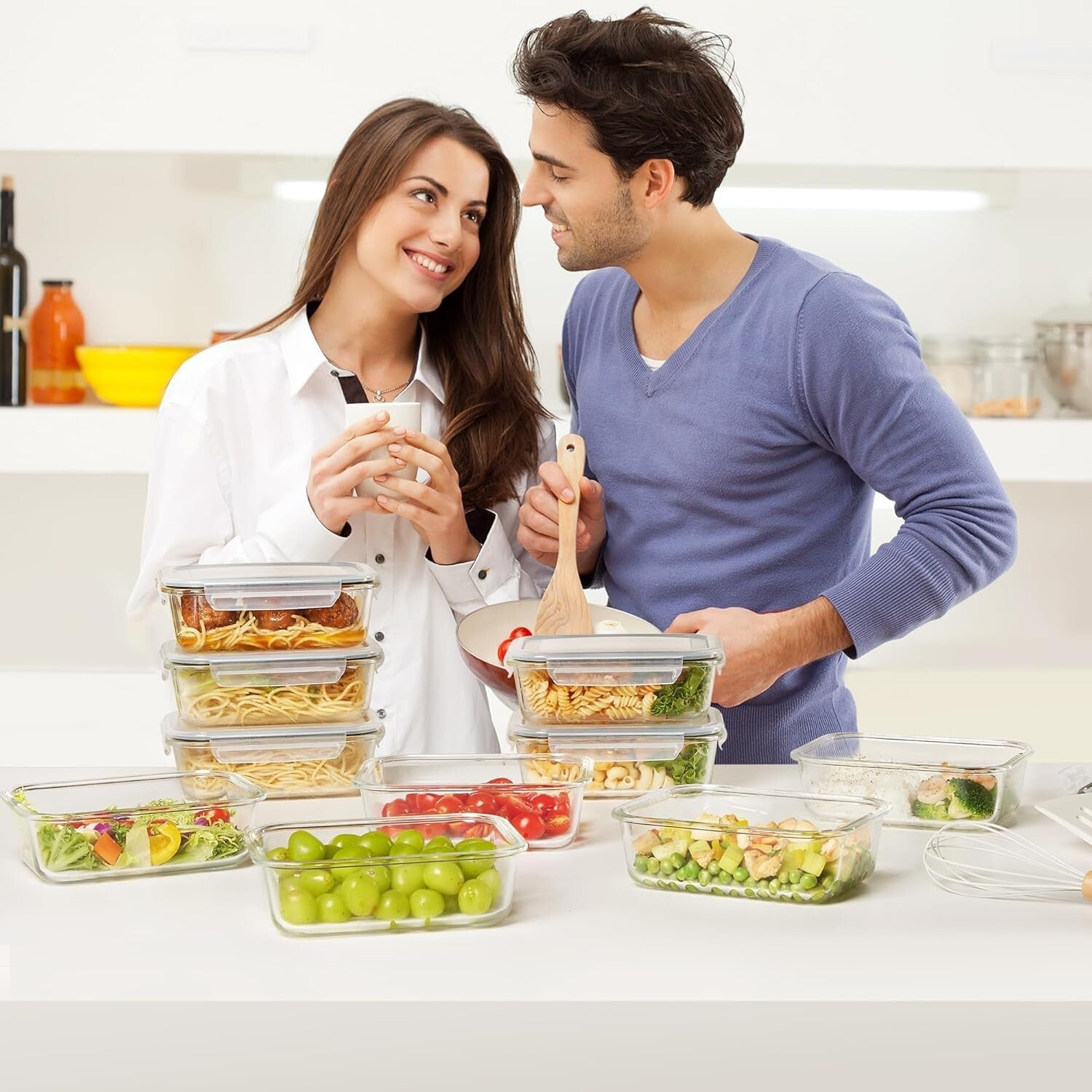 Durable 35oz Glass Storage Containers - Dishwasher & Microwave Safe Meal Prep