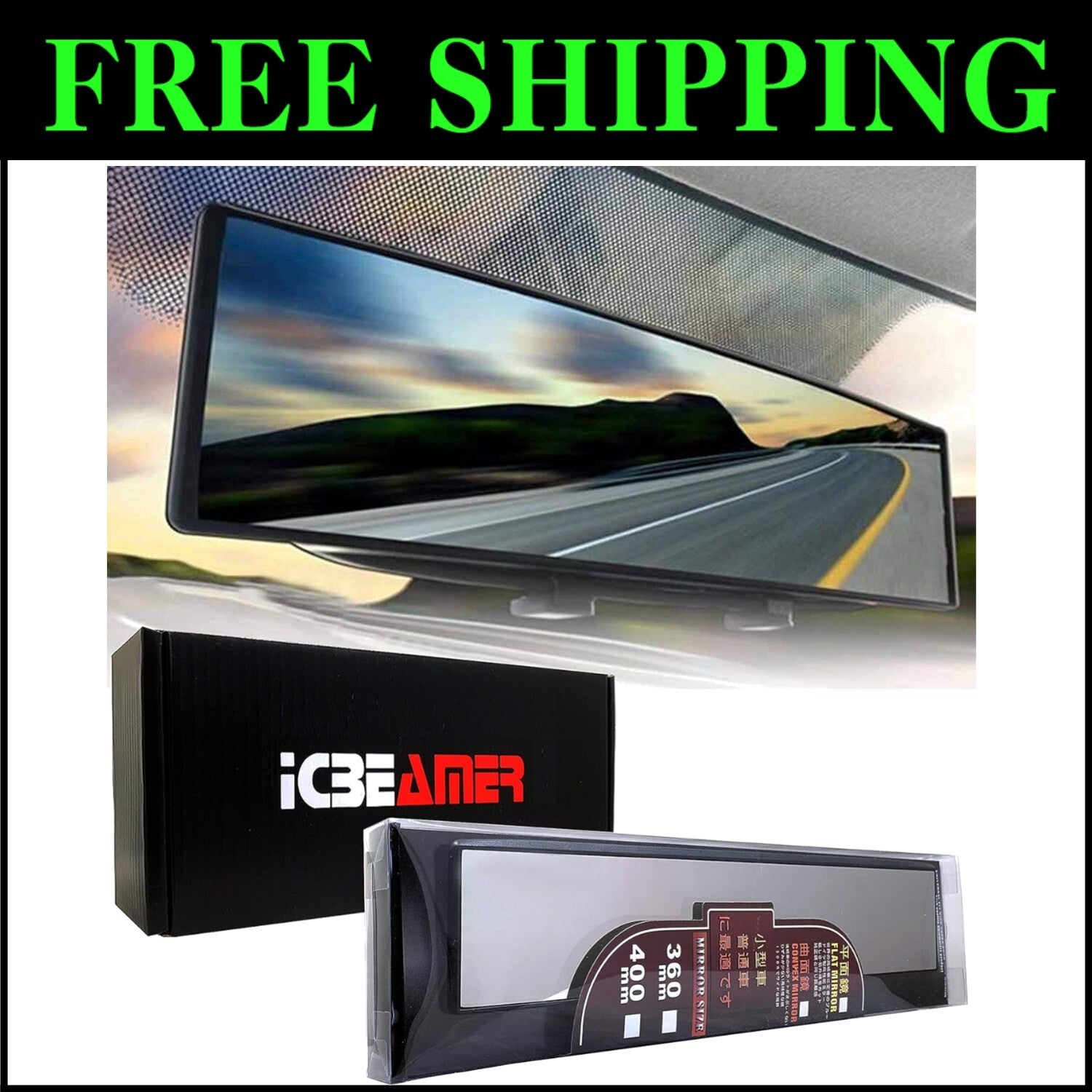 Durable 15.8" Clip-on Rearview Mirror for Cars and SUVs - Blind Spot Elimination