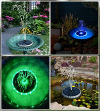 Load image into Gallery viewer, Elegant Solar-Powered Bird Bath Fountain with Matte Panel &amp; Vibrant Light Show