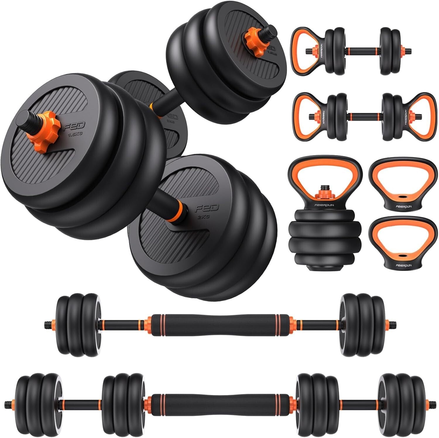 5-in-1 Adjustable Dumbbell Set: Versatile 20/30/40/45/70/90lbs Fitness Equipment