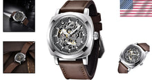 Load image into Gallery viewer, Benyar Skeleton Mechanical Watch for Men – 45mm Dial &amp; Leather Strap Elegance