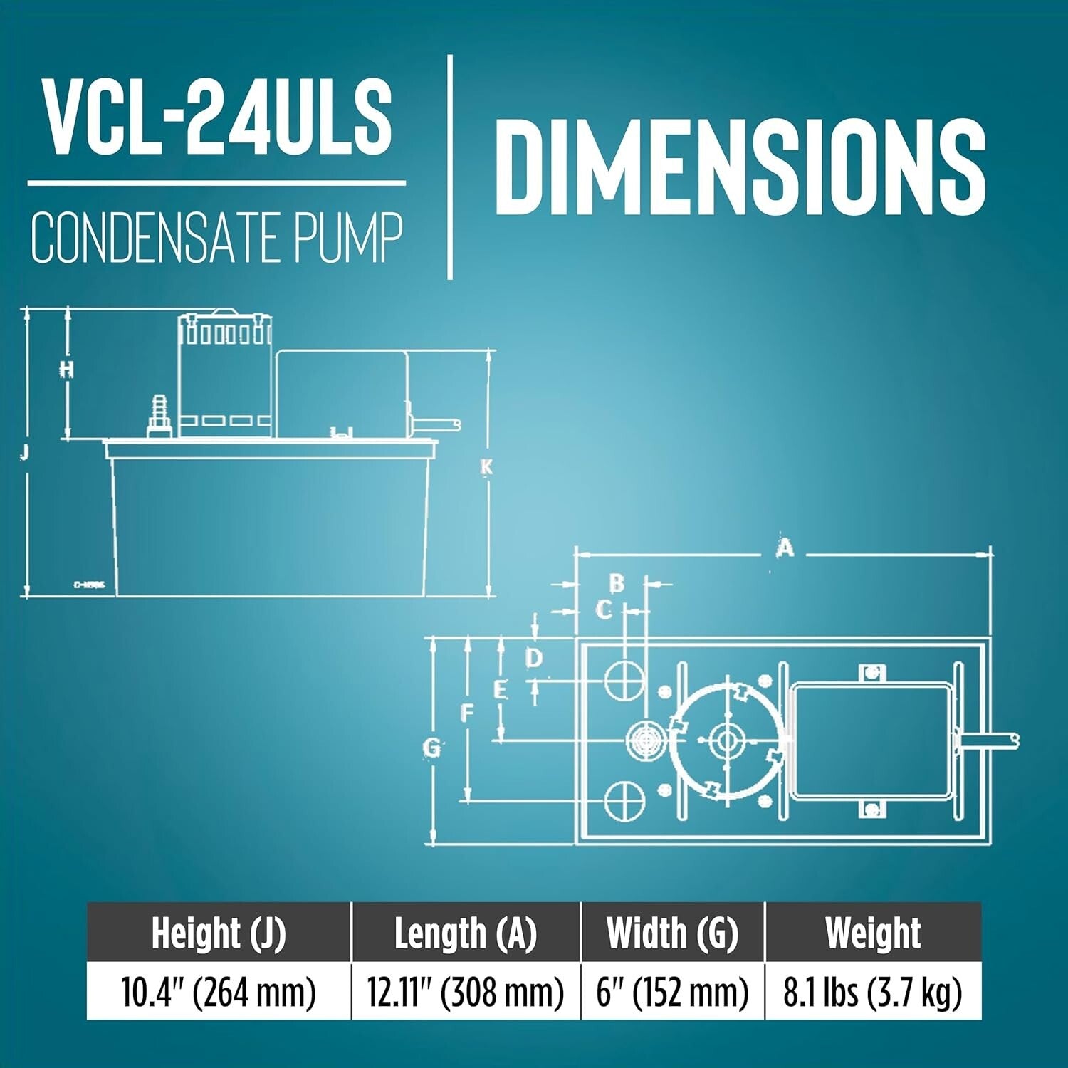 High-Efficiency 115V Condensate Removal Pump - 270 GPH with Overflow Protection