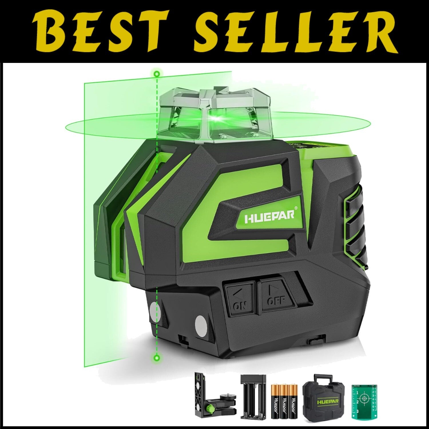 Versatile Green Laser Level with Adjustable Line Brightness & Robust Carry Case