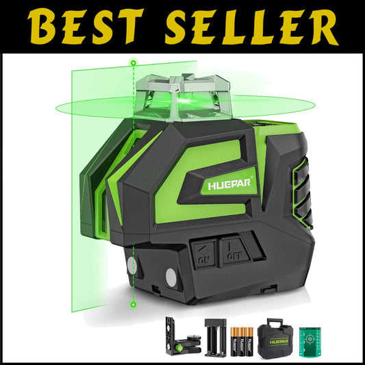 Versatile Green Laser Level with Adjustable Line Brightness & Robust Carry Case