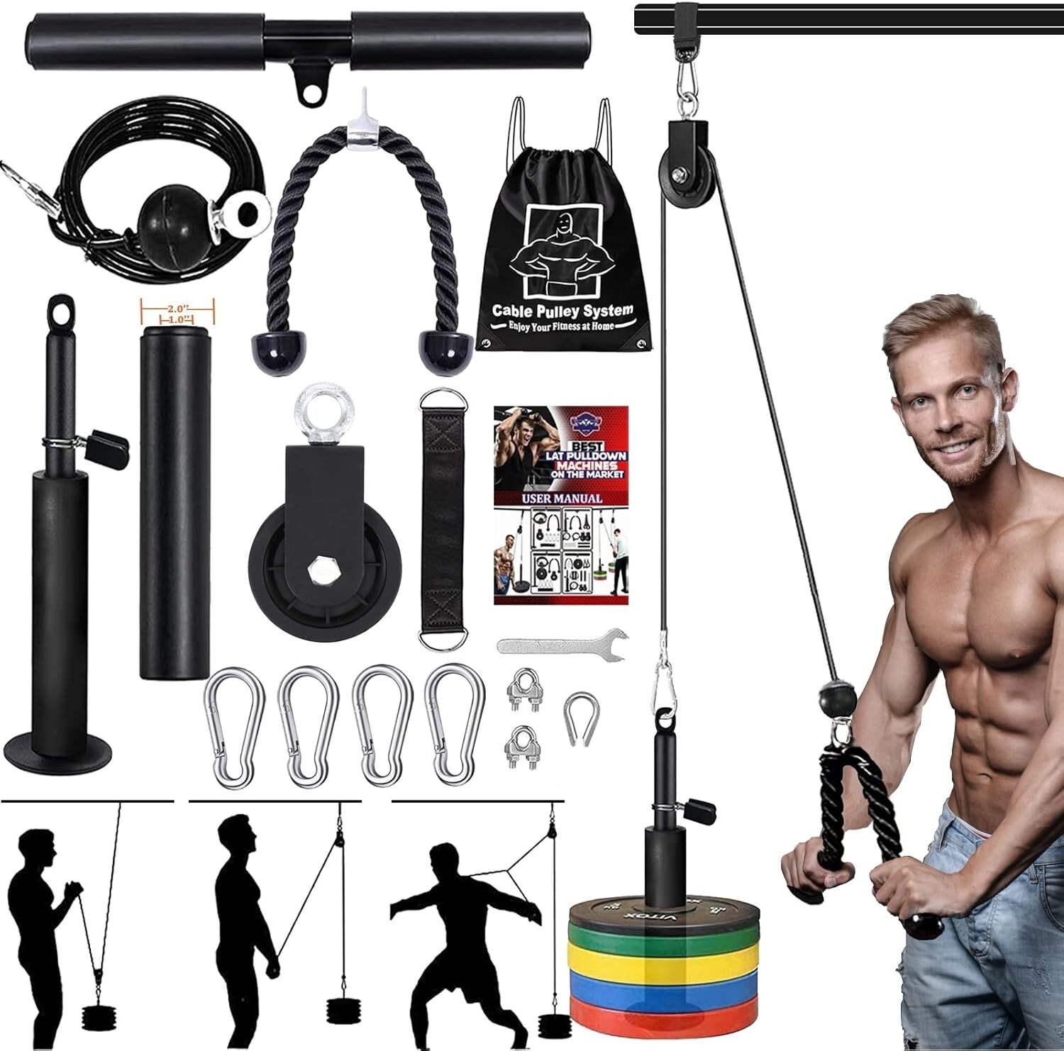 Versatile LAT Pulley System for Home Gym - Compact Strength Training Equipment