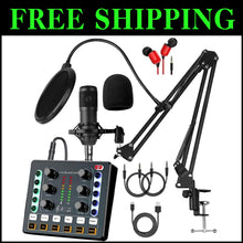 Load image into Gallery viewer, Professional Podcast Equipment Set with Condenser Mic, Sound Card &amp; Accessories