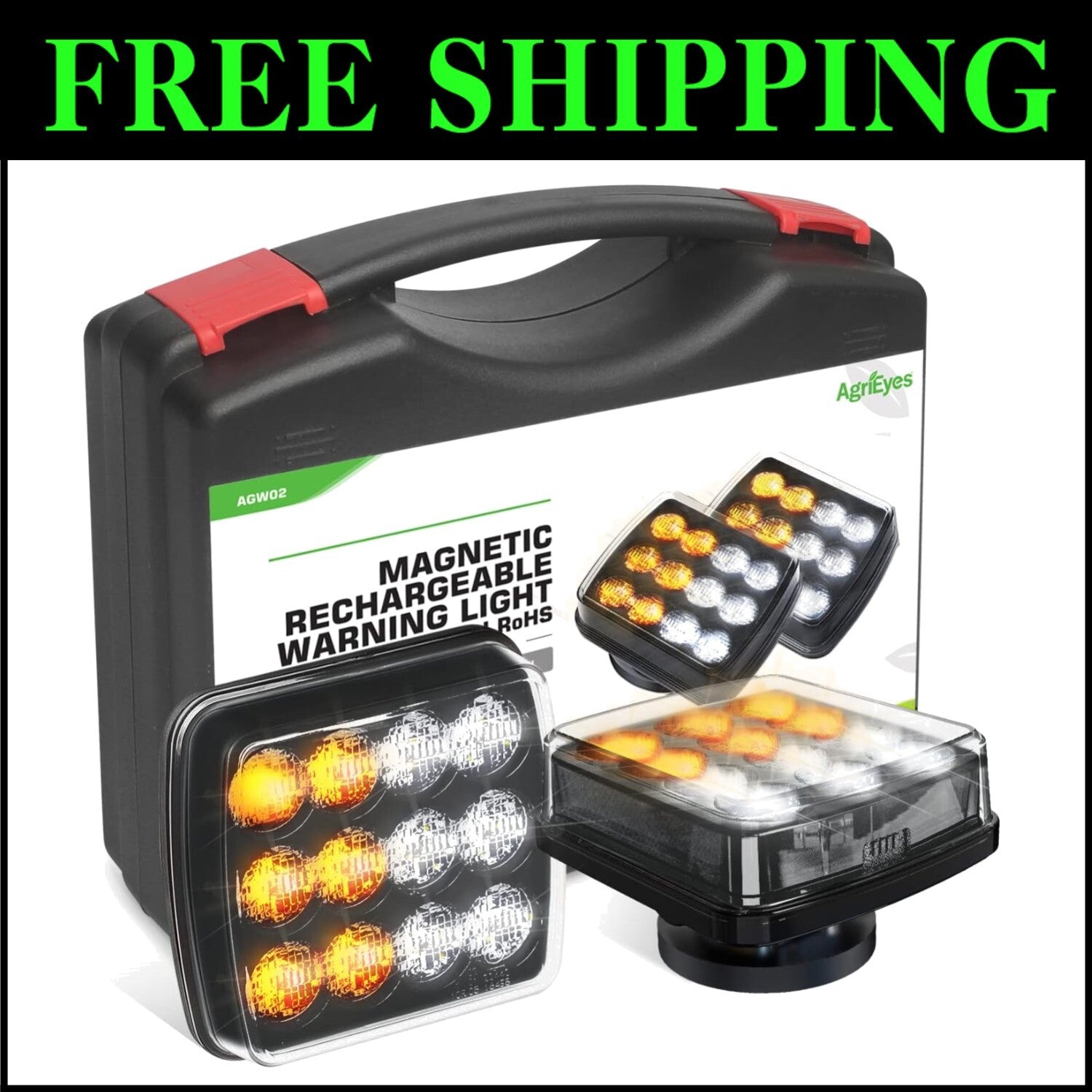 Waterproof LED Warning Light - 800 Lumen Magnetic Flashing Light for Vehicles