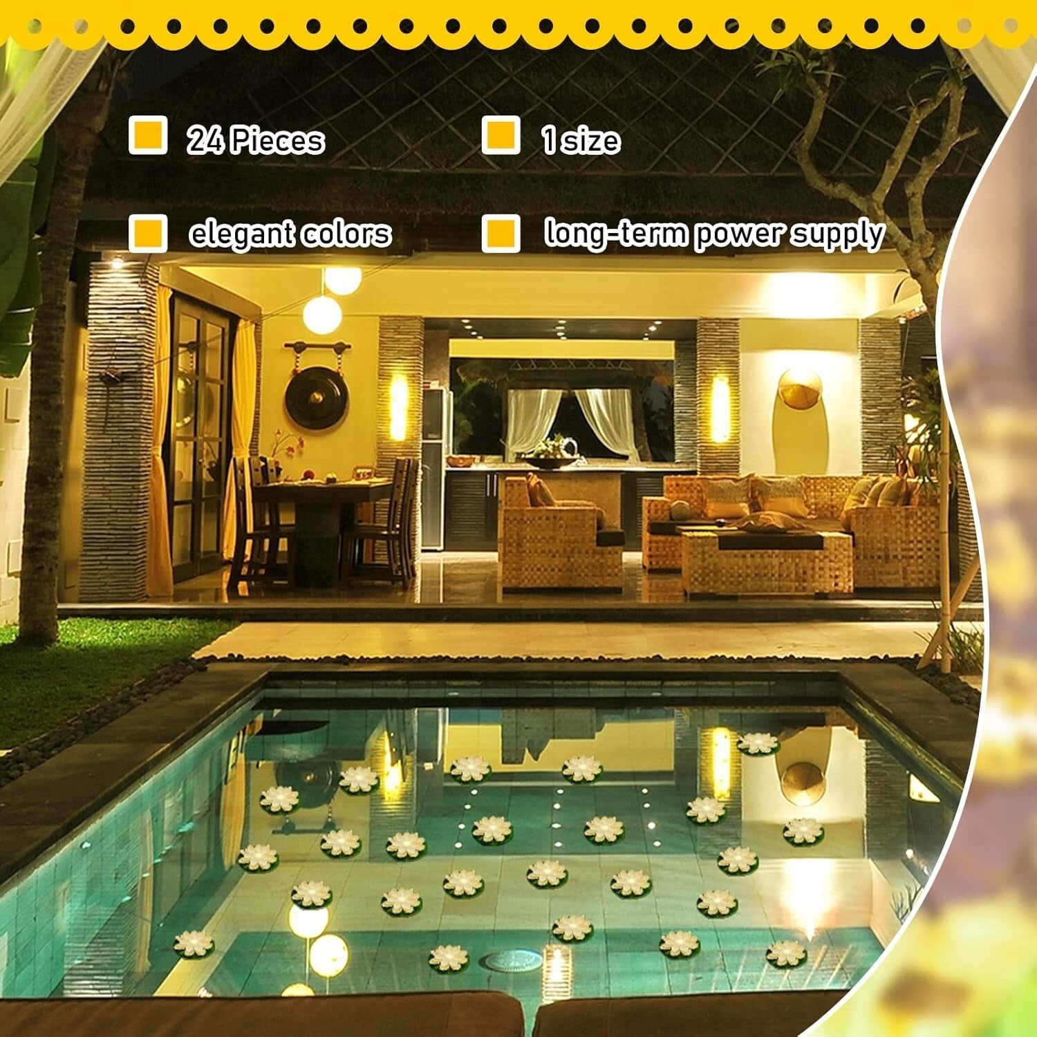 Elegant 24 Pcs Floating Lotus Lights with Remote Control for Garden Parties