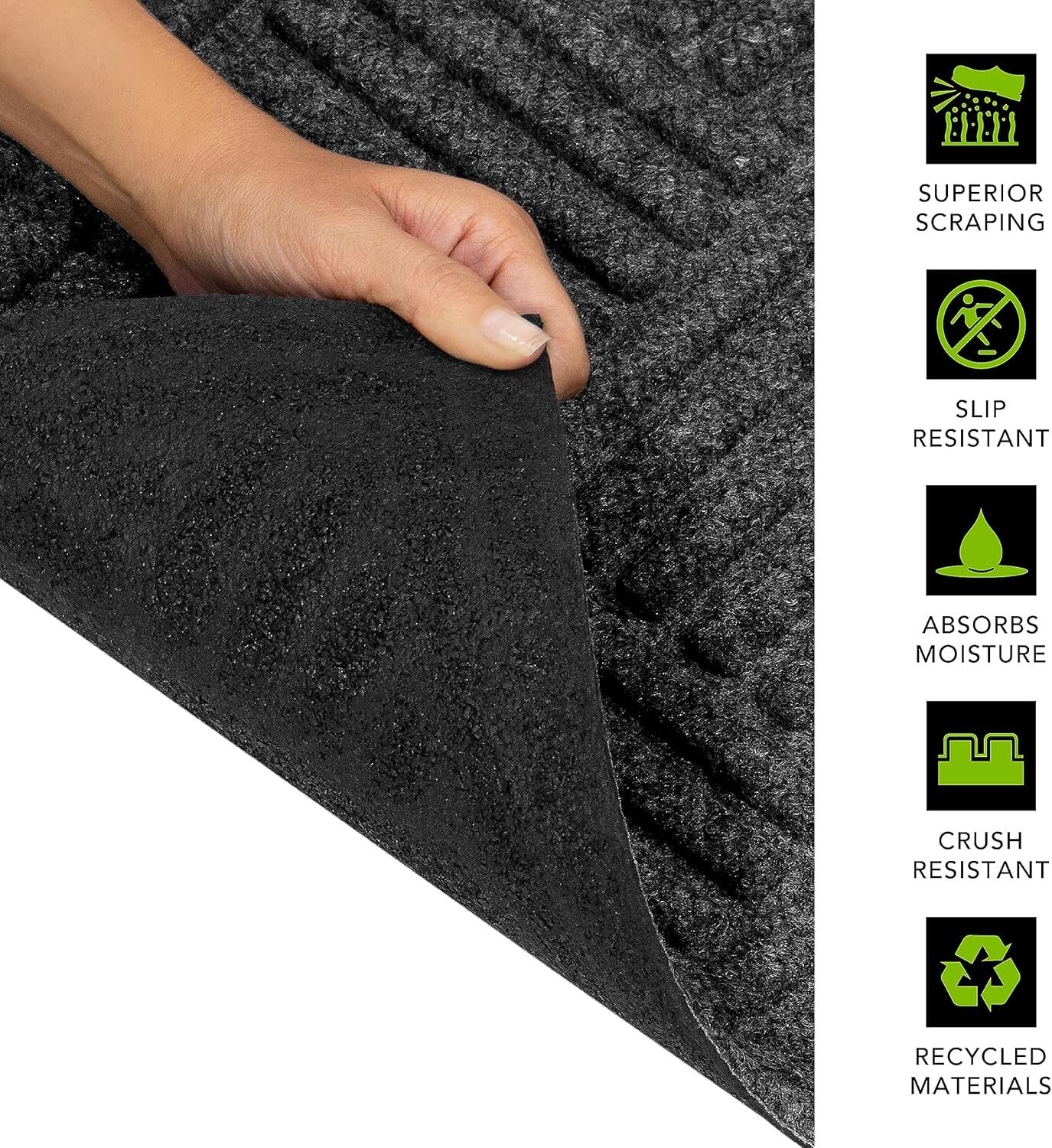 Stylish 3x5 Charcoal Doormat with Needle Punched Weave - Ideal for Entryways