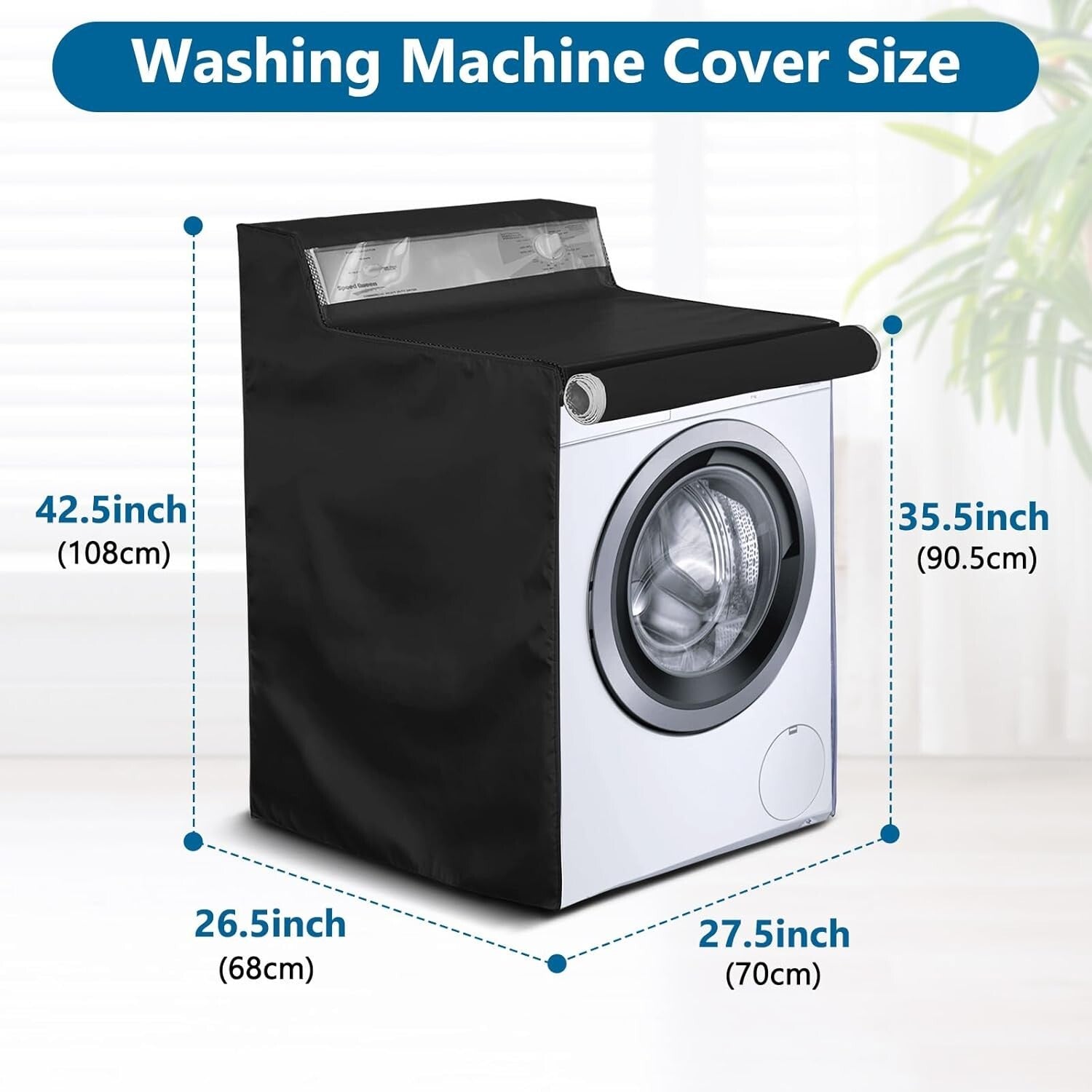 2 Pack Waterproof Washer Dryer Cover with Zipper & Access Window - 27x26x43