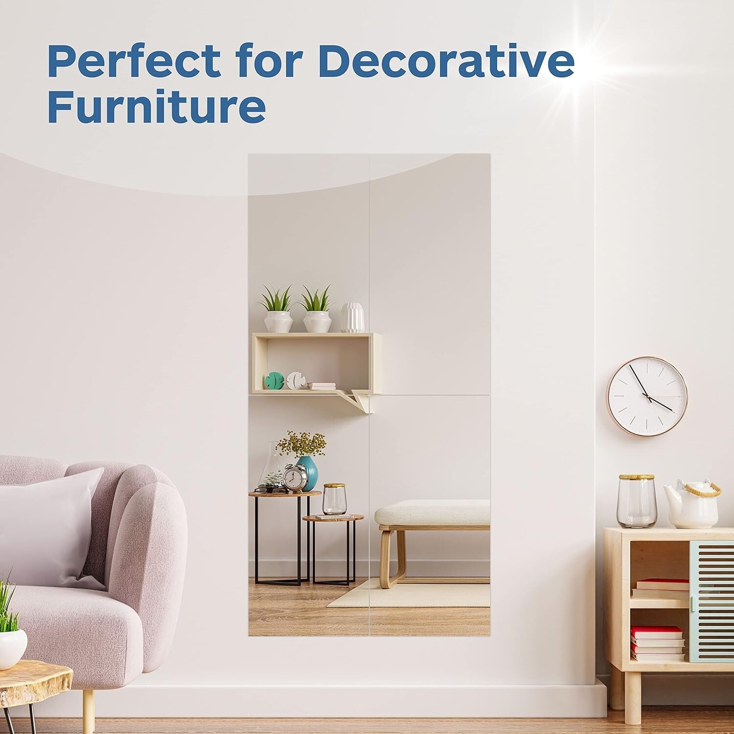 Clear Reflection 12x24 Acrylic Mirrors Set - Shatterproof & Customizable Design