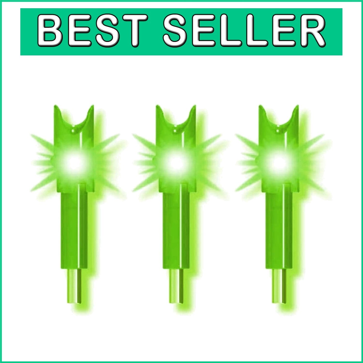 Alpha-Brite Green Lighted Crossbow Nocks with LED - 3-Pack System for Hunters