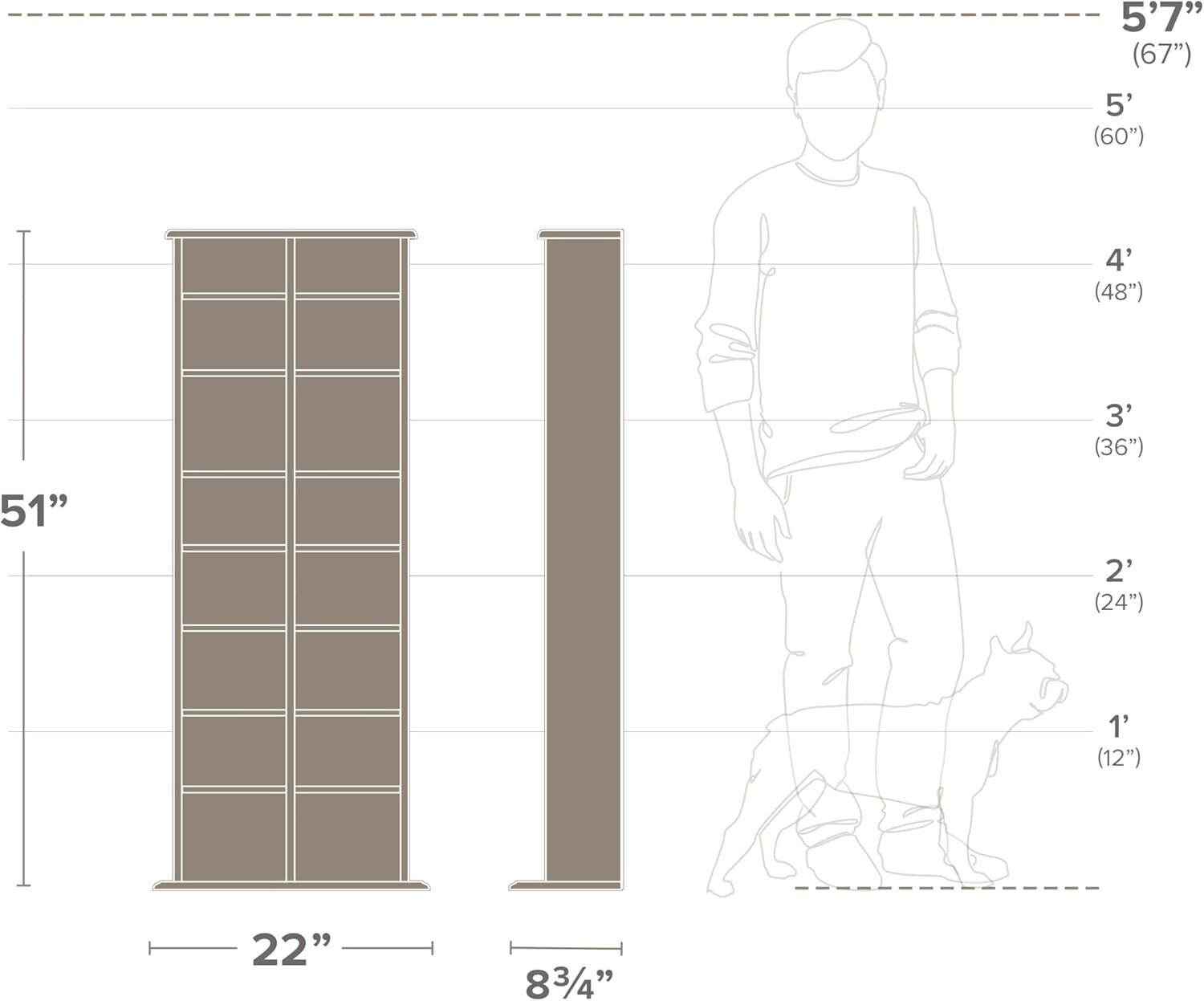 Durable Black Multimedia Cabinet - Holds 320 CDs, 130 DVDs with Stability