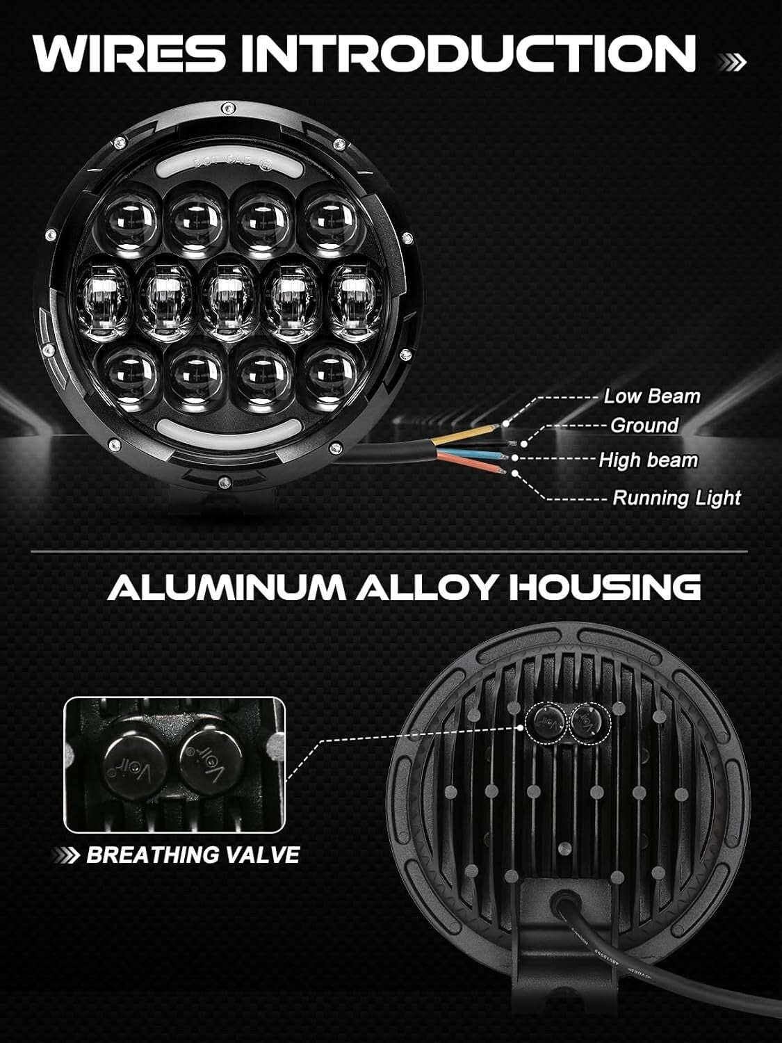 2 PCS 7-Inch Clear Lens LED Lights - Universal Compatibility for Trucks & ATVs