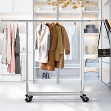 Load image into Gallery viewer, Extendable Chrome Garment Rack – 42 to 67 Inches, Perfect for Home &amp; Commercial