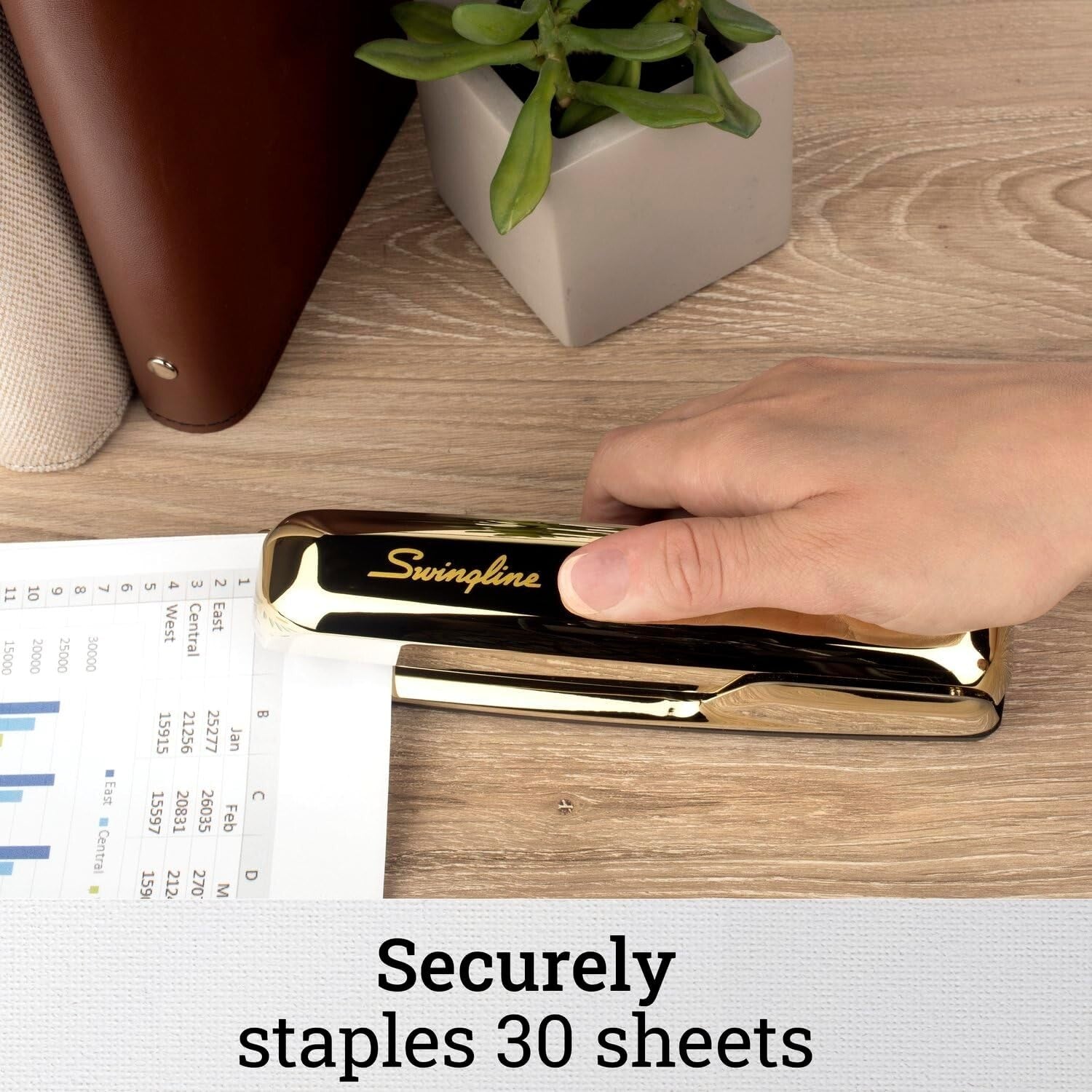 Elegant Gold Metallic Stapler - Heavy-Duty, 30 Sheet, Perfect for Office Use